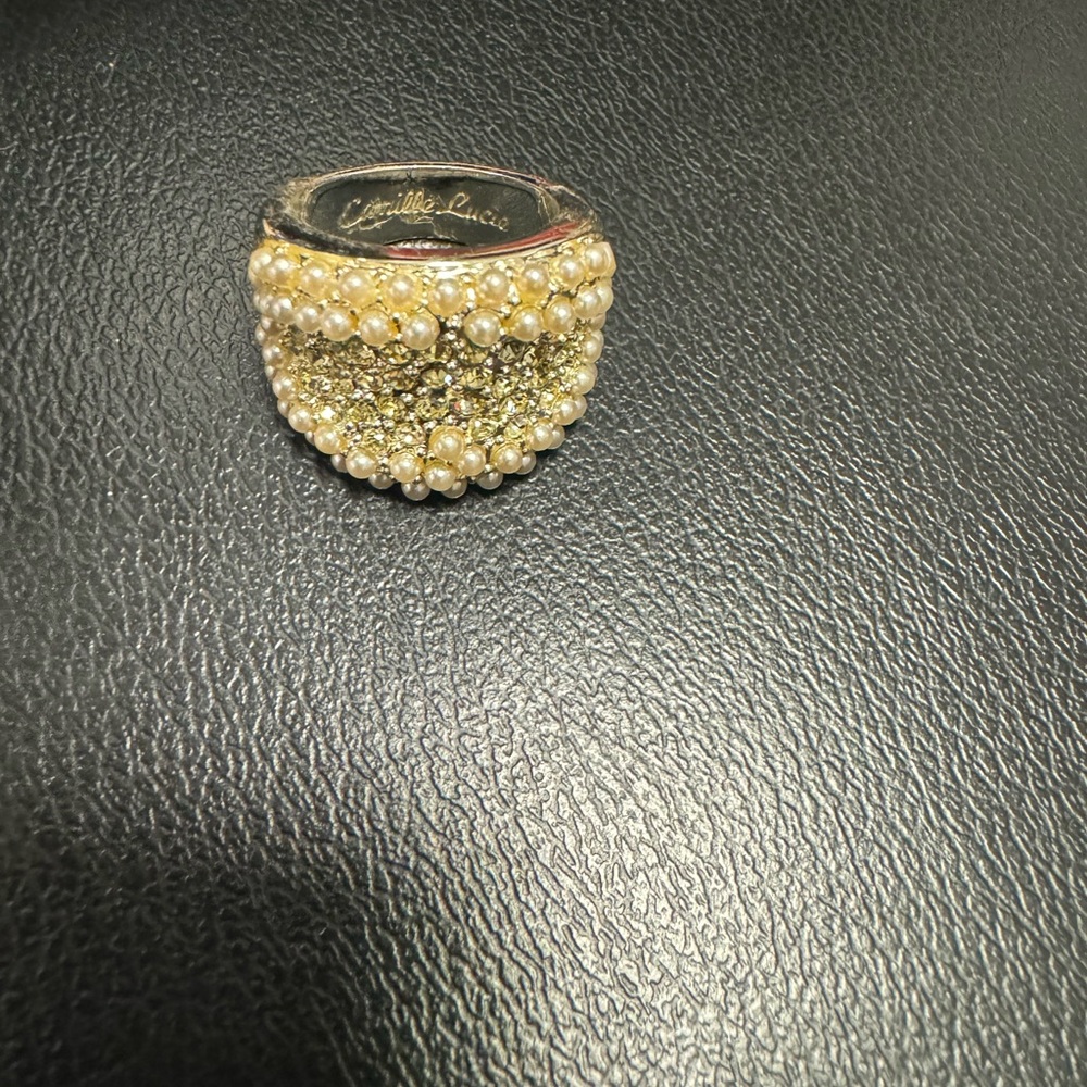 Camille Lucie crystal Swarovski and Pearl combination ring Sz 7.5 - Picture 13 of 16